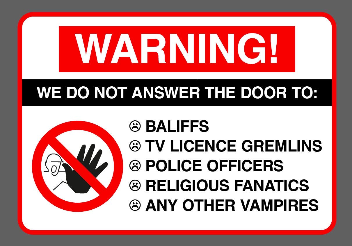 WE DO NOT ANSWER THE DOOR Sticker